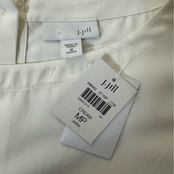 NWT J.Jill Back Button Up Cream Blouse Size Petite Medium - Picture 7 of 9